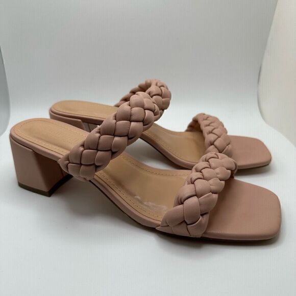 CUSHIONAIRE Women's braided Heel Sandal +Memory Foam 9 BLUSH - Picture 1 of 7